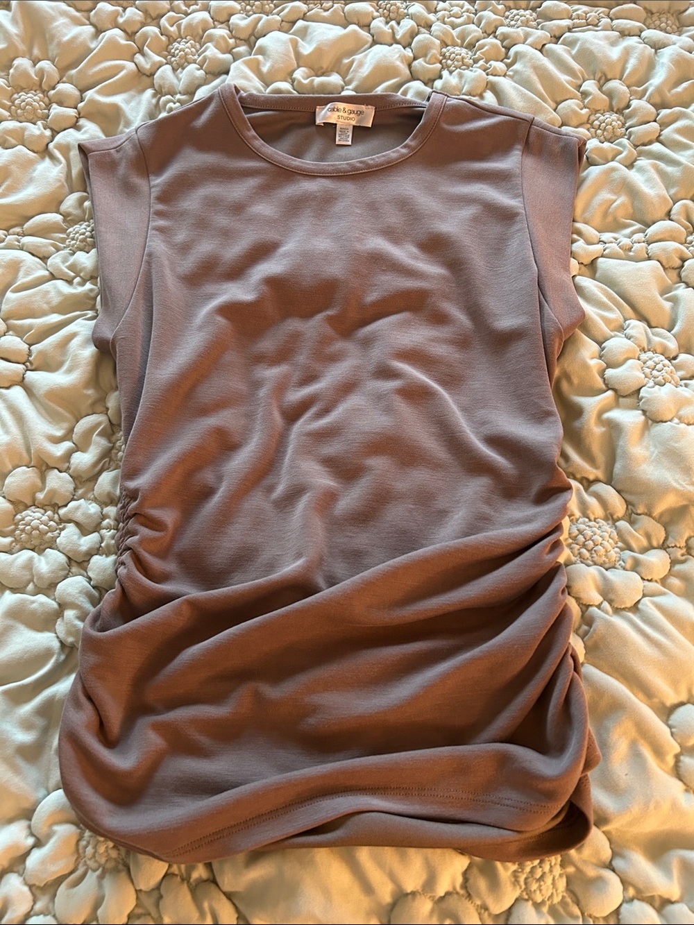 Cable & gauge Mauve Sleeveless Ruched Tank Top